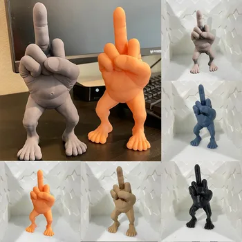 3D Printed Middle Finger Figure With Legs Desktop Statue Decoration Desk Funny Hand Gesture Resin Creative Ornament Sculpture