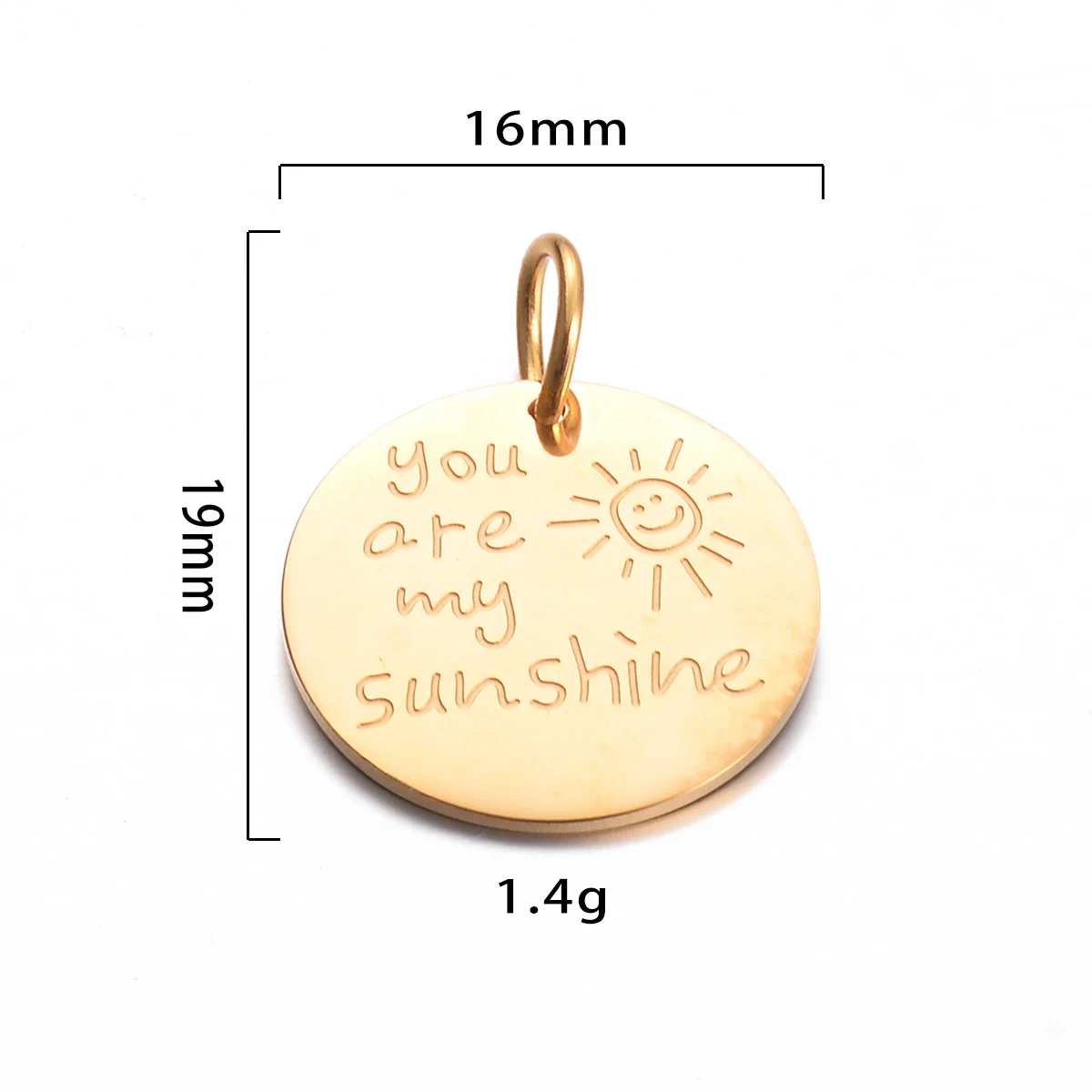 Colgante de acero inoxidable de 3 piezas, colgante de You are My Sunshine, Color dorado, hecho a mano, para hacer collares y pulseras, suministros de joyería