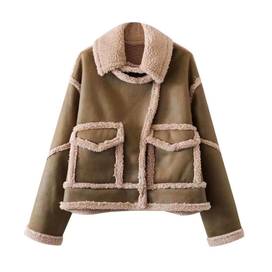 سترة جلدية وفرو بسيطة وعصرية جديدة من KASLEAD، ملابس للدراجات النارية، معطف نسائي بأكمام طويلة وسحاب بأسلوب الشارع