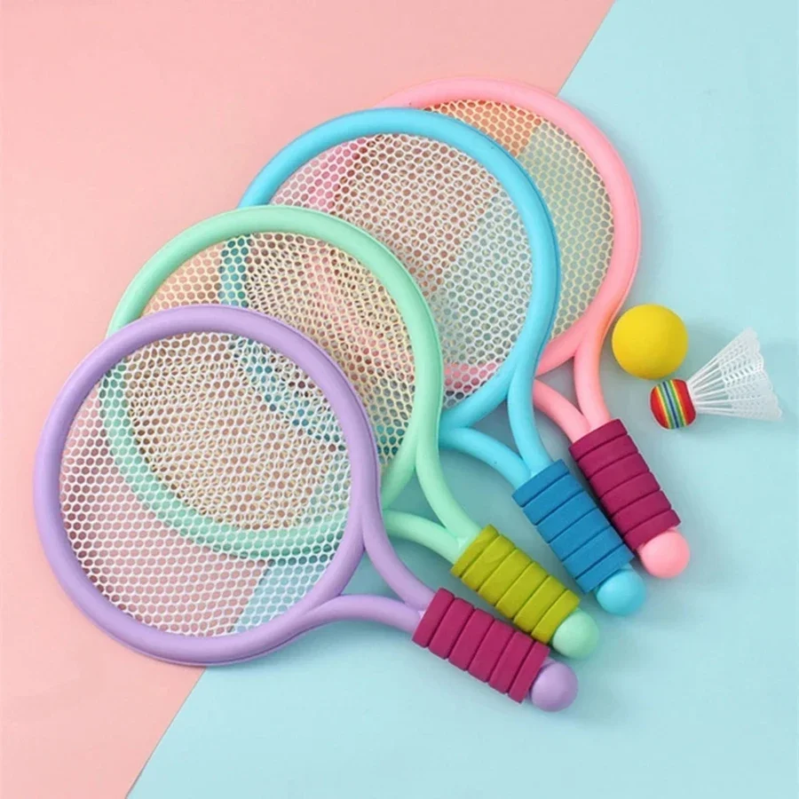 

1 Set Beach Tennis Kids Dual Shuttlecock BadmintonTennis Racket Ball Set Outdoor Sports Mini Badminton Racket for Children Beach