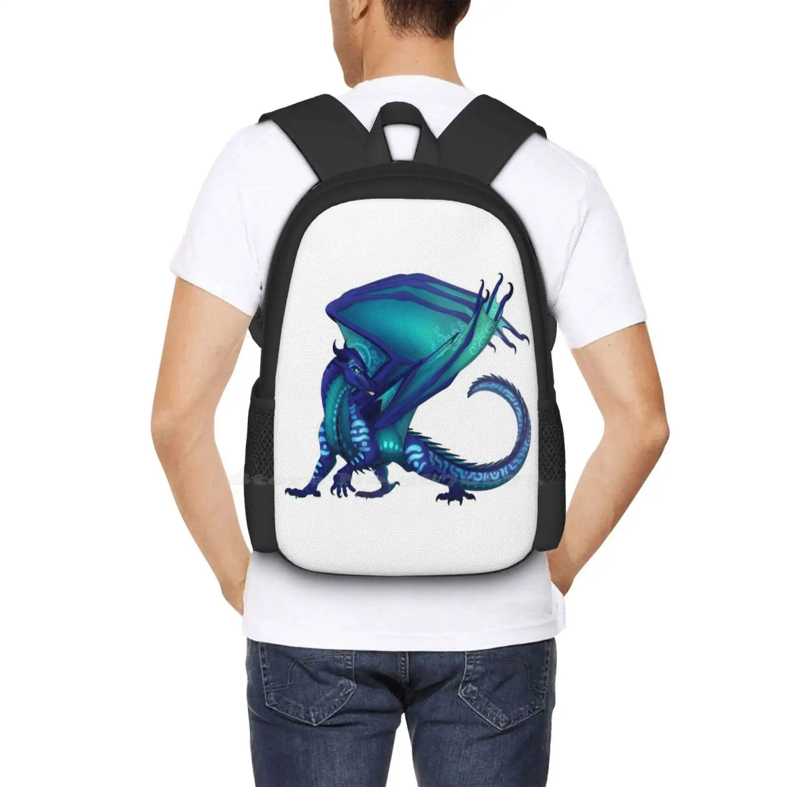 Sac à Dos à Motif de Tsunami avec Ailes de Dragon de enquêter, pour Adolescent