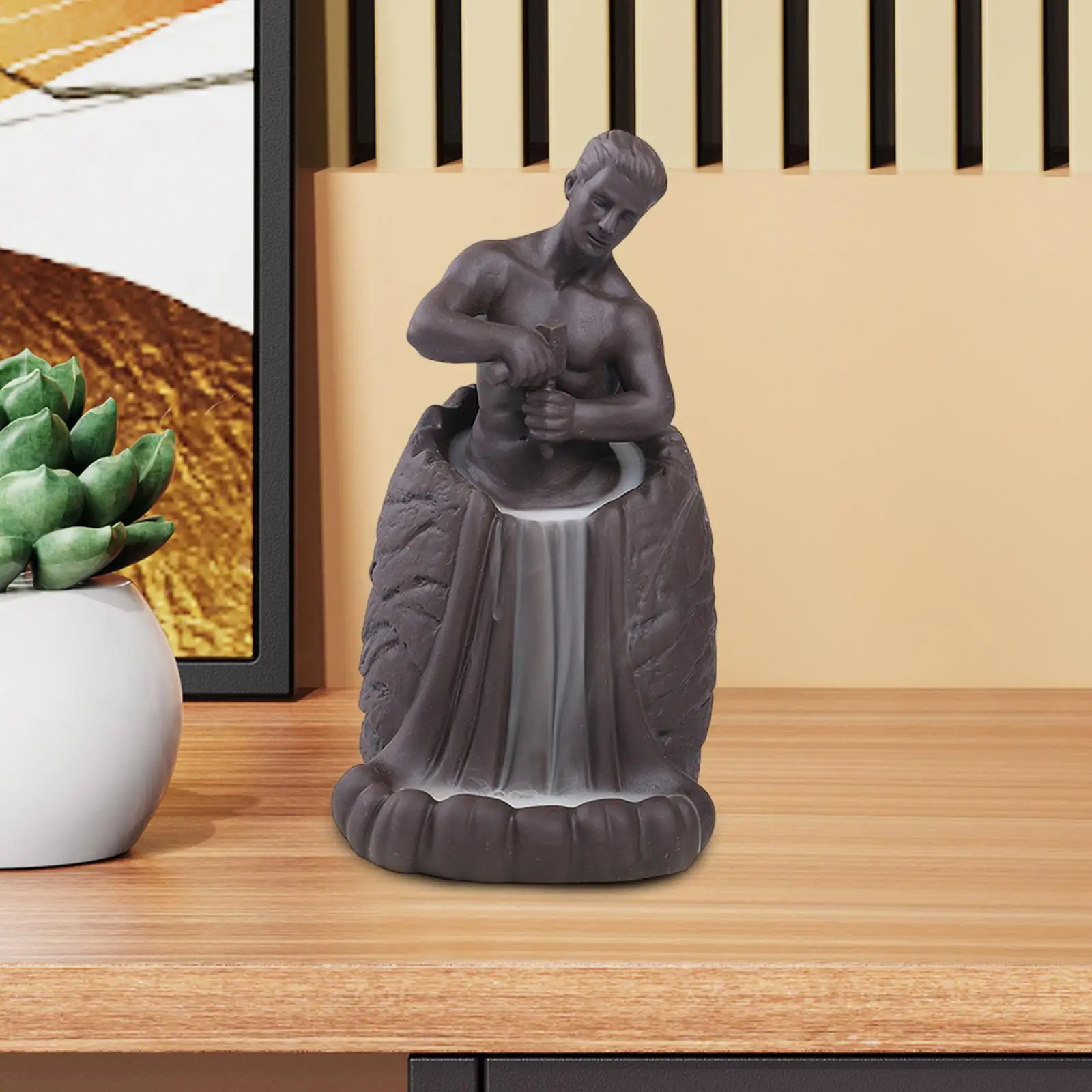 

Керамический скульптор с обратным потоком курильницы украшение стола ручной работы настольный орнамент 7x3,7 дюйма для спальни