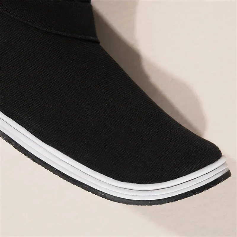 Scarpe tradizionali cinesi Hanfu Stivali 1 paio Nero a metà polpaccio Punta a punta Cosplay Costume antico Unisex Prop Donna Uomo Regalo yi;4