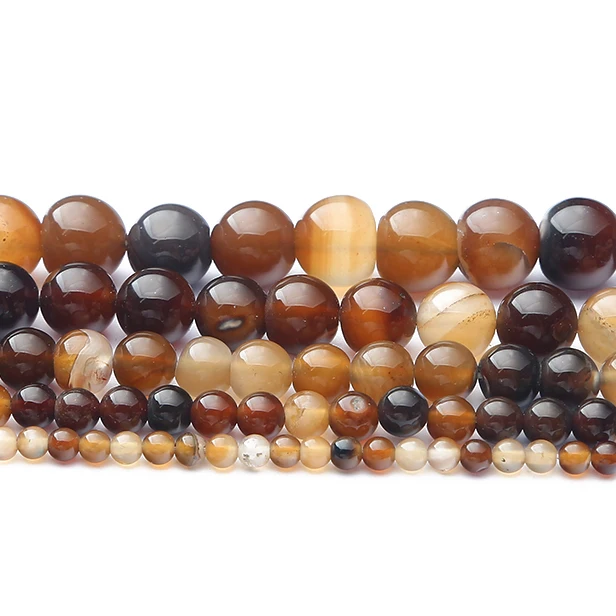 1 Strang dunkelbraun gestreifte Kristall-Achat-Natursteinperlen für die Schmuckherstellung, lose Abstandsperlen, DIY-Halskette, Armband – Detail 5