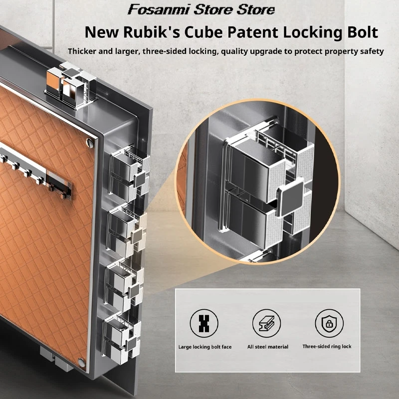 2025 صندوق الأمان الذكي 60 سنتيمتر خزانة الأمن بصمة قفل بكلمة مرور كامل شاشة تعمل باللمس مكافحة سرقة الصلب للمنزل مكتب السرير