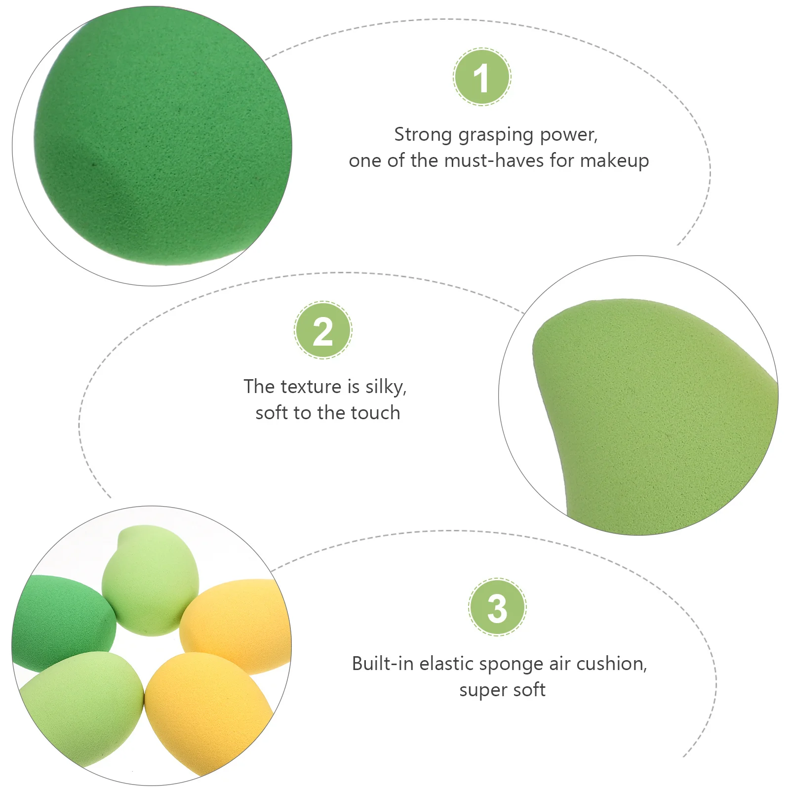 

5 pcs Mango Shape Makeup Strong Grasping Power For Liquid Foundation Sunscreen Loose Powder Sensitive Skin Friendly