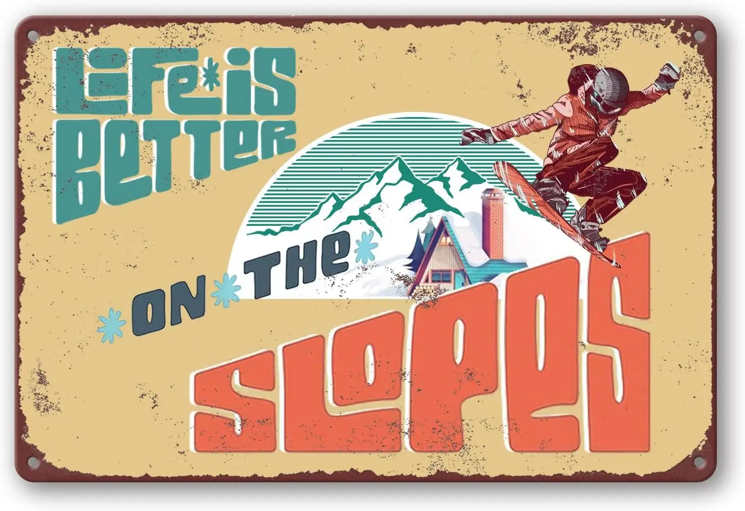 Vintage Ski Metal Tin Sign - Ski Lodge Decor - Mountain Home Decor -  --Tin Sign