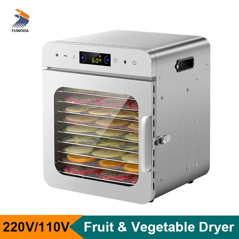 

Electric Fruit and Vegetable Drying Machine 10 Layers Tea Meat Dryer Stainless Steel Food Processor Commercial or Household