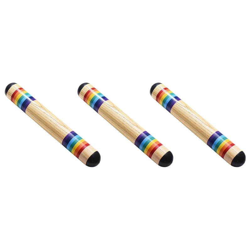 3X Rain Stick Wooden Rain Stick Wooden Rain Maker Rain Stick Musical Instrument Rainmaker Sound Toy For Toddlers Kids