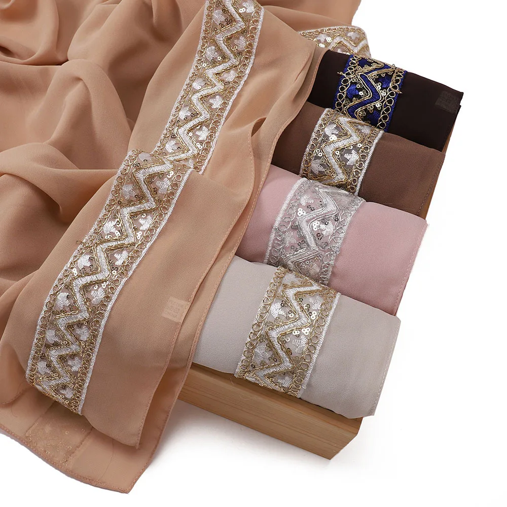 

Новый мусульманский шифоновый хиджаб, мусульманский длинный шарф с блестками, хиджаб, платок, простой тюрбан, платок, шали, повязки на голову, вуаль, тюрбан Mujer