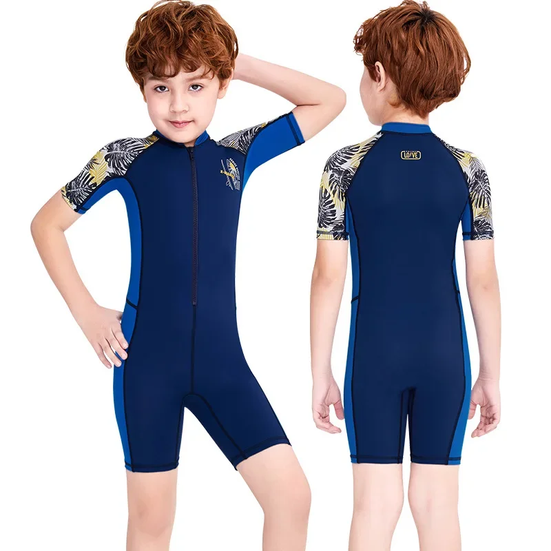 Boy's Swimsuit Wetsuit Surfing Rash Guards Kids Diving Snorkeling Short Sleeve Full Skin Diving Suit Anti-Jellyfish Swimwear