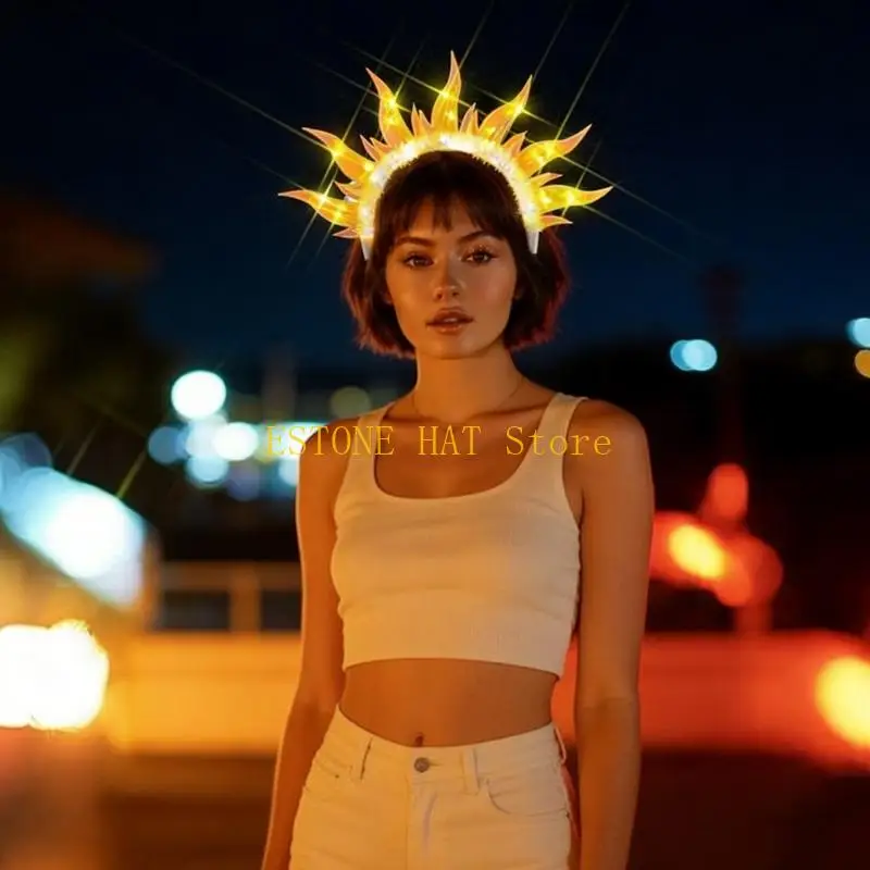 49MF LED Flame Glowing Hairband Hair Styling Tool For Costume Parties Photography And Special Occasion Carnivals Party Props view 4