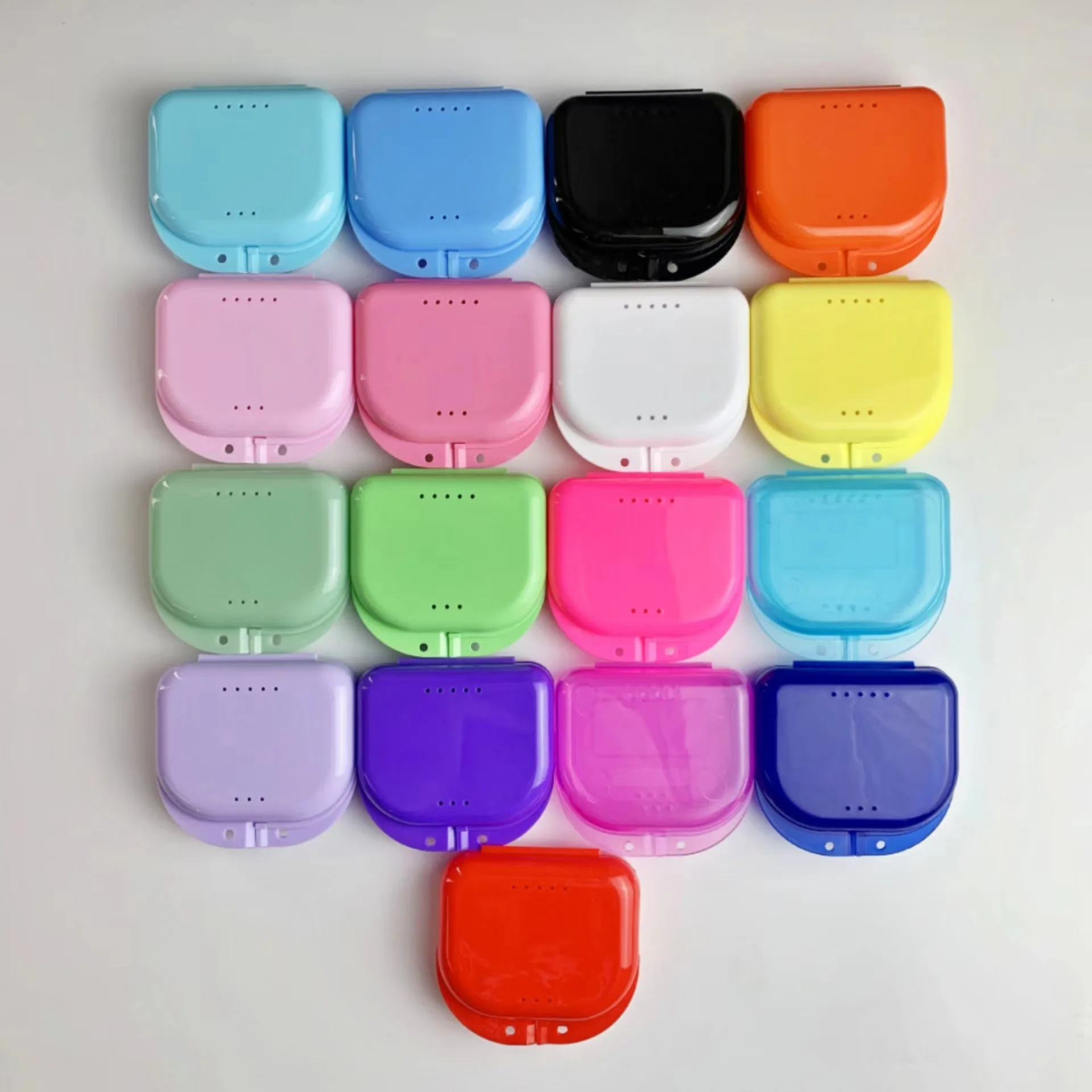 50Pcs Denture Storage Cases Portable Travel Orthodontic Retainer Boxes Partial Denture Container Dental Prosthesis Care Holder