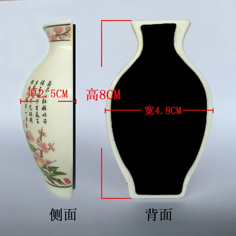 Chinese style ceramic half vase three-dimensional small refrigerator sticker