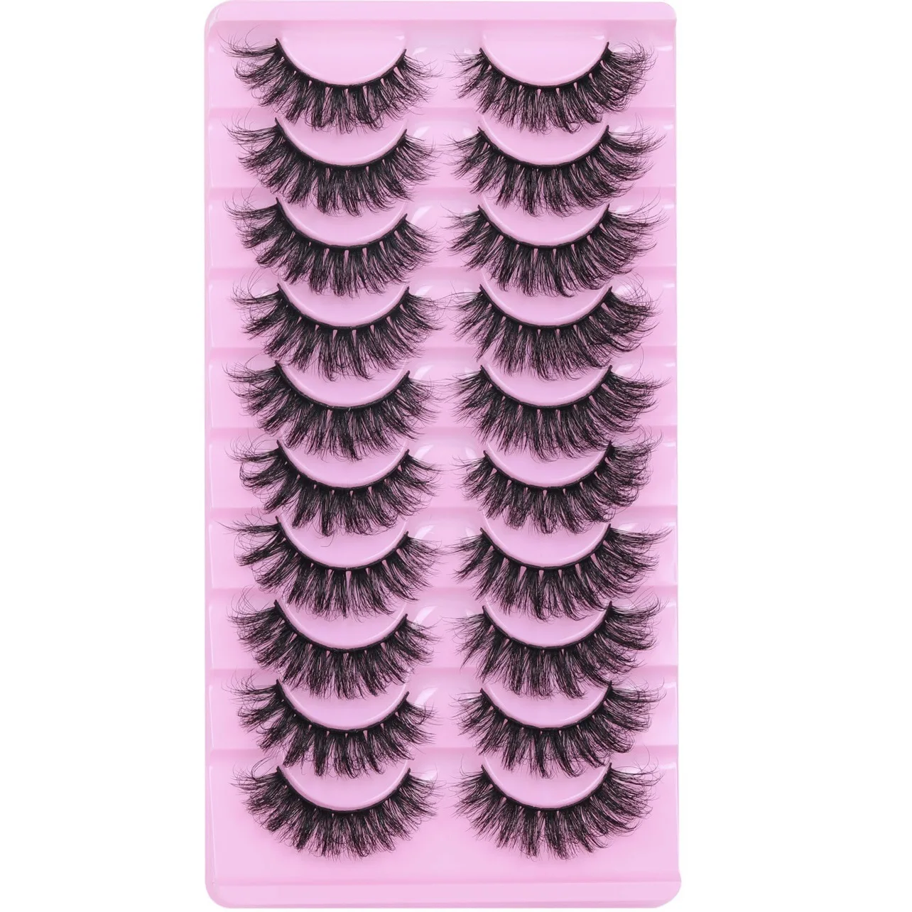 10 Pairs Fluffy Volume False Eyelashes - Visibly Thickened Natural Full Lashes - Fake Eyelashes