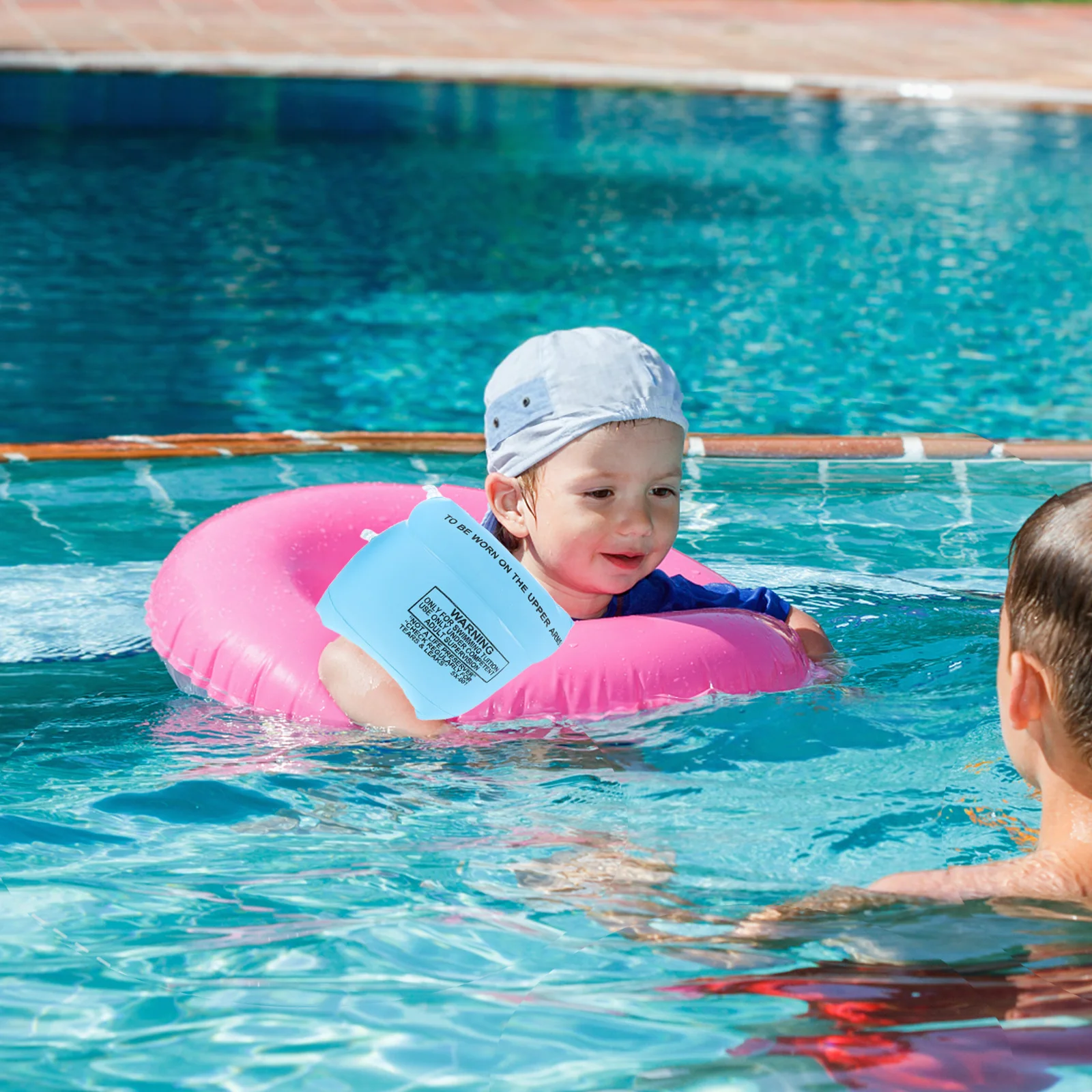 

2Pairs Inflatable Swimming Arm Floaties Arm Float Rings Lightweight Portable Pool Floaties for Adults Kids Swim