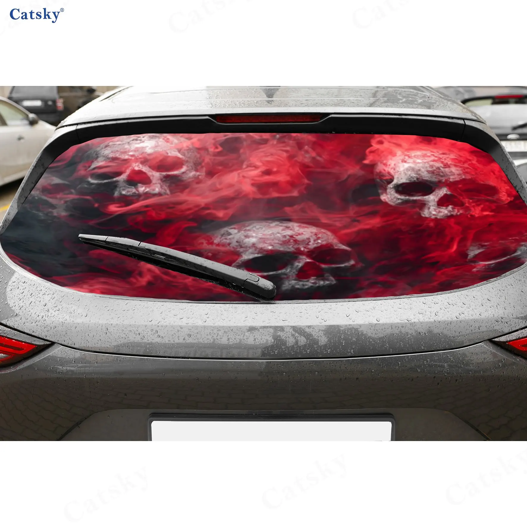 Smoke Ember Blood Flame PVC material self-adhesive waterproof car rear window sticker, easy to paste without falling off, waterp