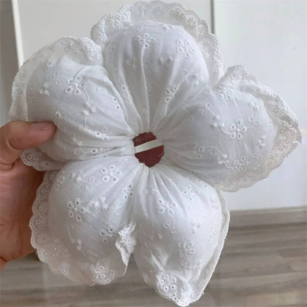 Flower Shape Lace Flower Scrunchies Cloth Oversize Embroidery Large Hair Scrunchies Hair Tie Sponge Exaggerated Hair Rope daily