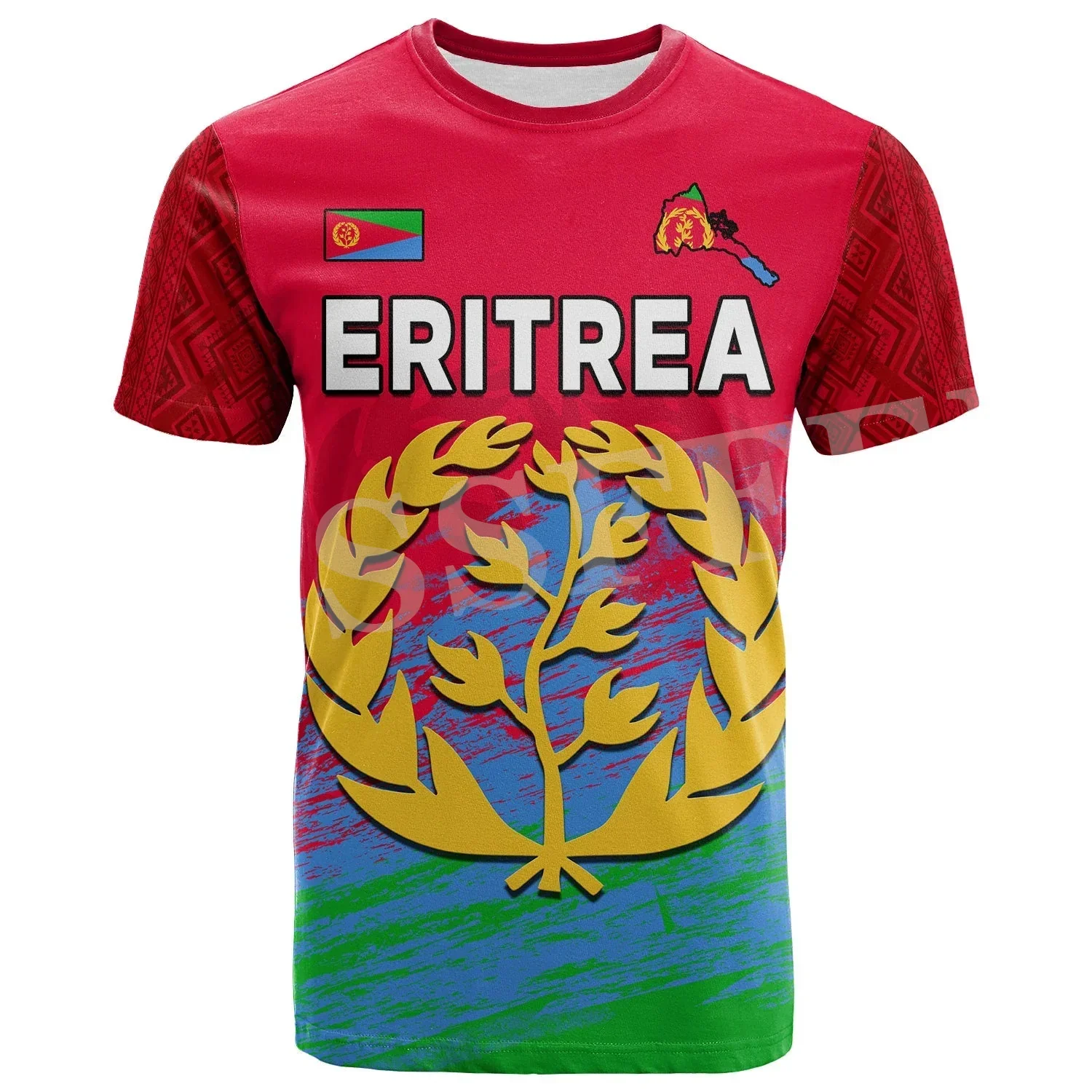 Tessffel Africa Country Eritrea Lion Colorful Retro 3DPrint Men/Women Summer Casual Funny Short Sleeves T-Shirts Streetwear A8