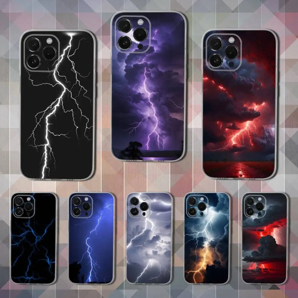 

Nature Thunderbolt Lightning Phone Case For iPhone 16,15,14,13,12,11 Pro,Max,Plus,X,XS,XR,SE,Mini Transparent Soft Cover