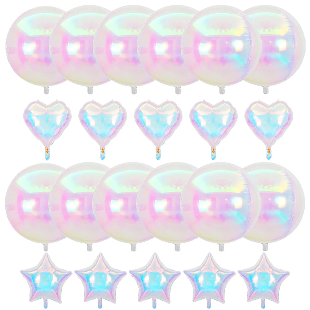 6 Stück schillernde runde Folienballons Riesige 4D klare runde 22 Zoll Mylar-Luftballons Geburtstag Hochzeit Abschlussball Party Dekorationen Lieferungen – Detail 8