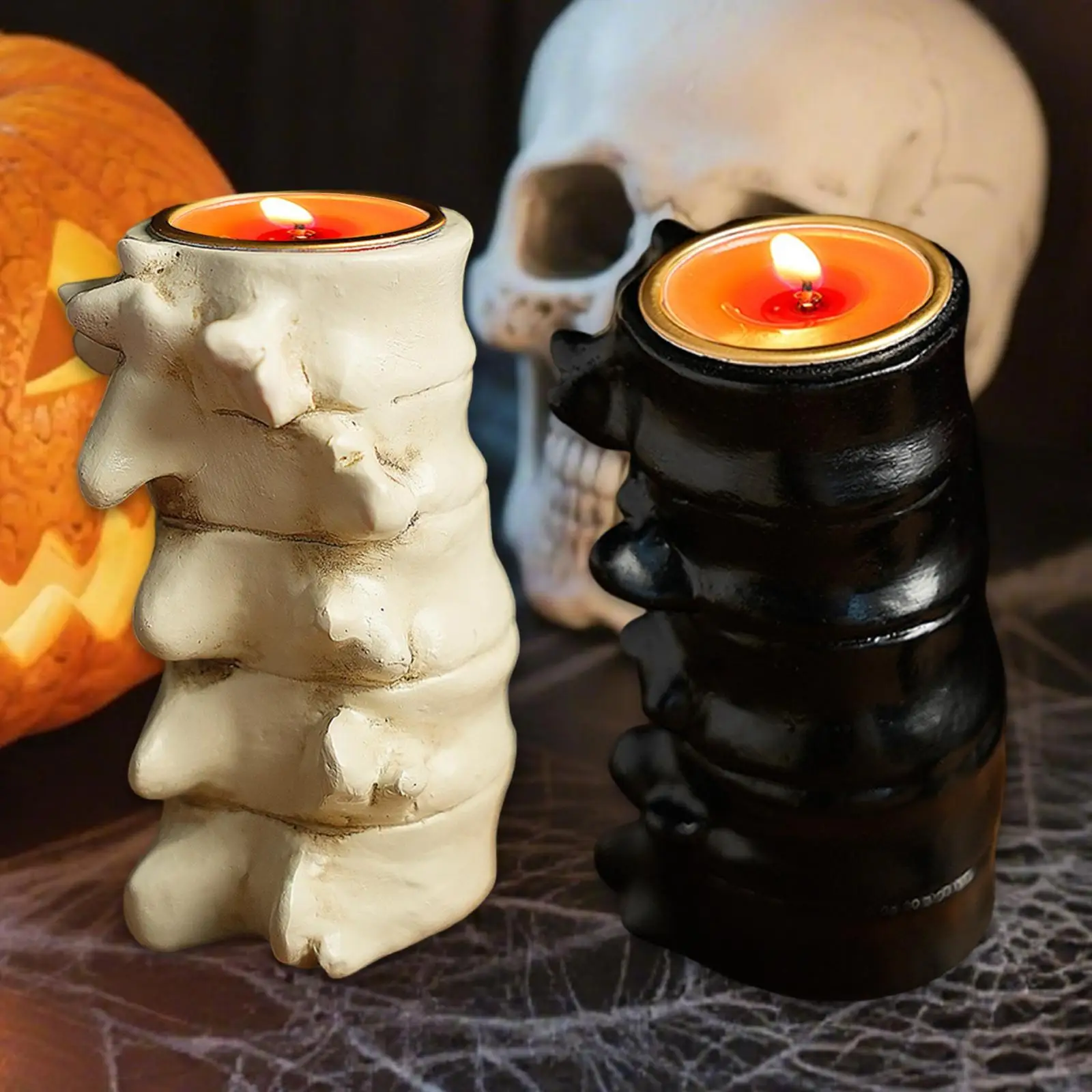 

Spine Shaped Candle Holder Photo Props Halloween Ornament Candlestick Candle Stand for Birthday Banquet Tabletop Home Fireplace