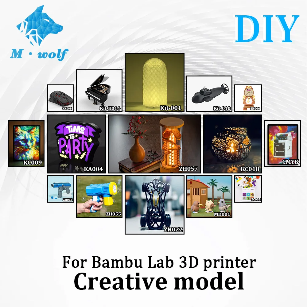 

Компоненты креативной модели Bambu Lab DIY, 3D-печать, беспроводная мышь, часы, пинбол, трек, светодиодный светильник, комплект деталей 3D-принтера