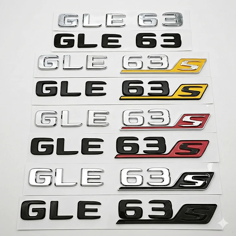 3D ABS Car Trunk Letters Emblem Badge GLE 63 GLE63S For W166 W167 Auto Rear Decal Sticker Gloss Black Chrome Accessories