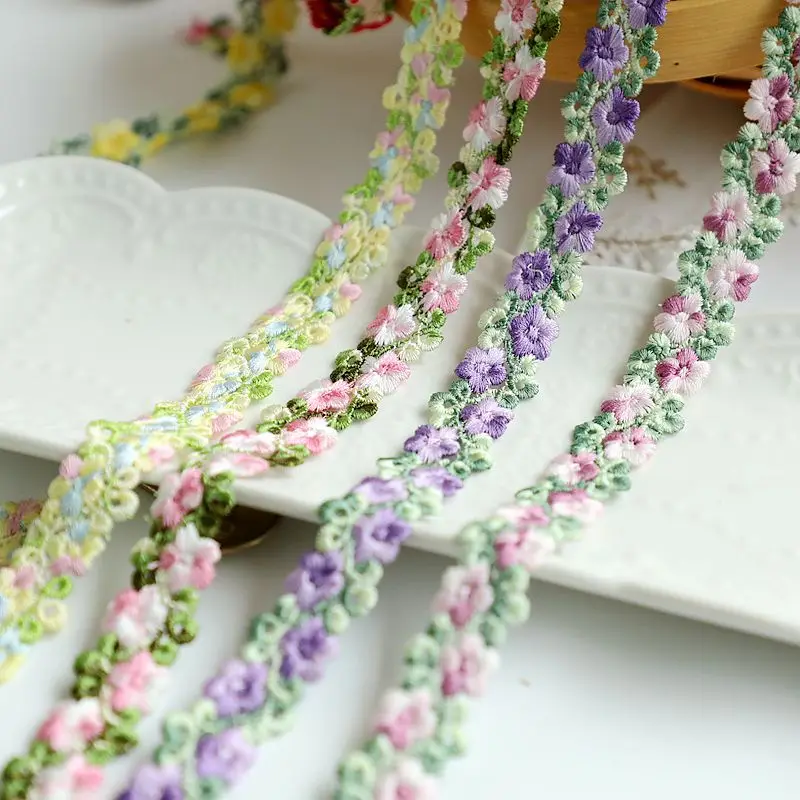 1Yard Embroidered Flower Lace Trim Wedding Dress Ribbons Fabric Trim DIY Craft 2CM Wide