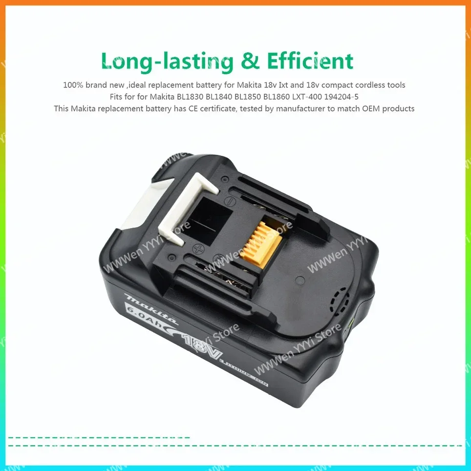 Makita 100% original 18V Makita 6000mAh lithium-ion rechargeable power tool 18V replacement battery BL1860 BL1830 BL1850 BL1860B