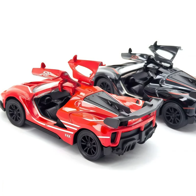 Alloy Car Model, 1:36 Scale, Racing Super Sports Car, Multi-Colored Track Sports Vehicle, with Opening Doors, Pull-Back Metal Mo