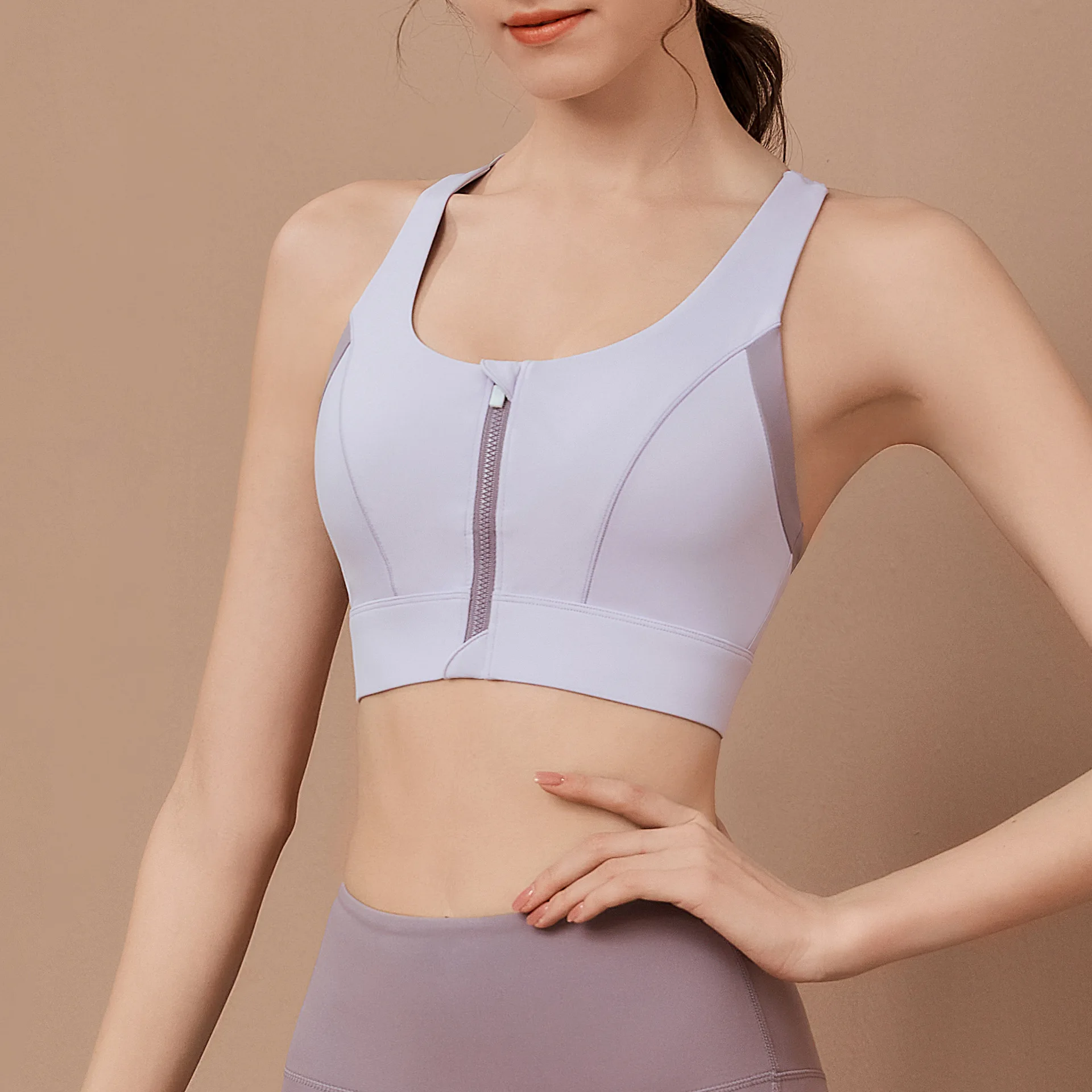 

Женский спортивный бюстгальтер для йоги на молнии спереди I-образной формы сзади, формирующий пуш-ап, противоударный, быстросохнущий, дышащий топ для тренировок на открытом воздухе