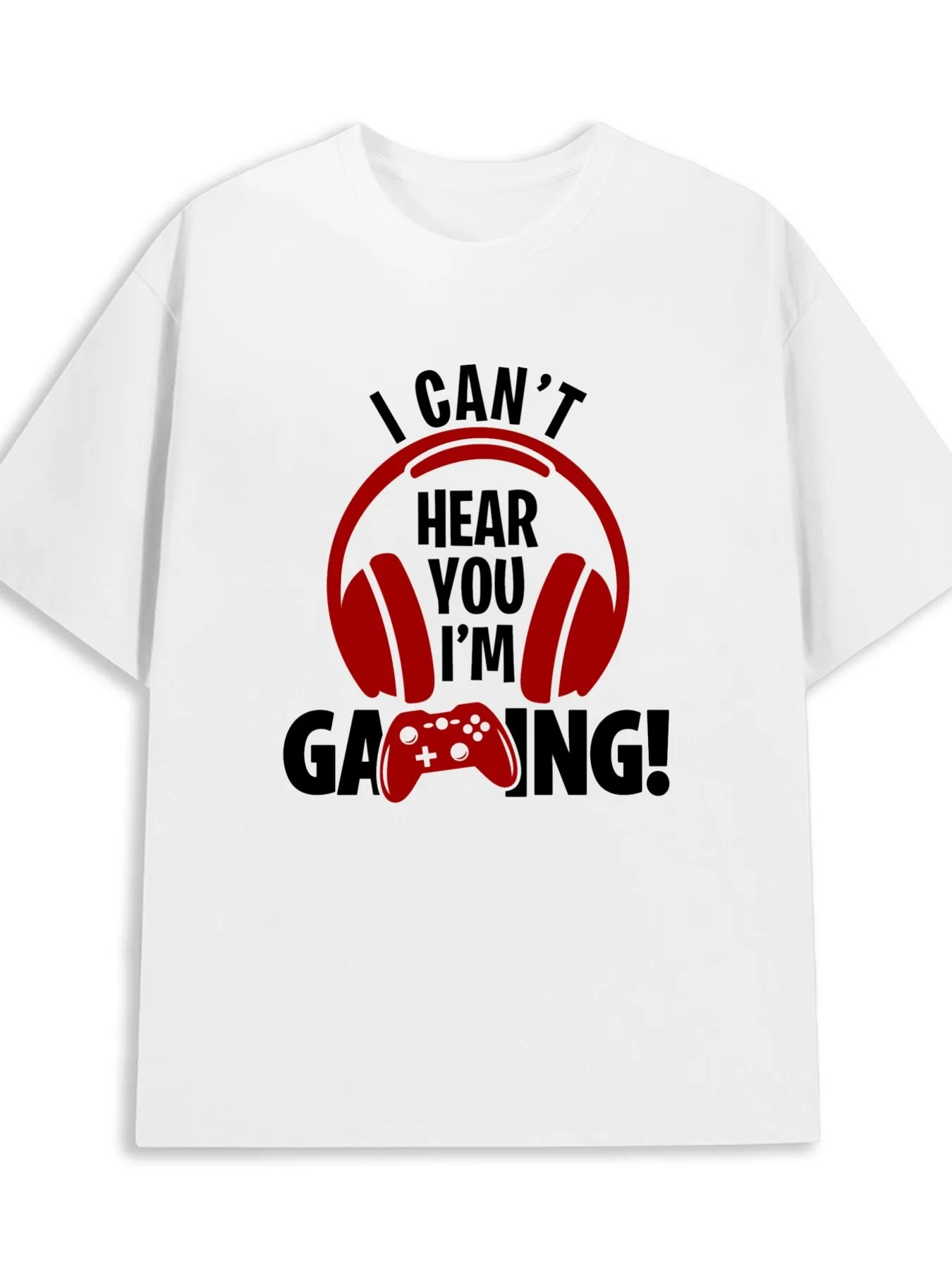 

I Cant Hear You Im Gaming Funny T Shirt Cotton Graphic Tee Casual Round Neck Short Sleeve Top for Men