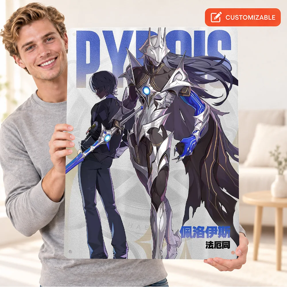 Zenless Zone Zero Pyrois Aluminum Poster Personalized Metal Sign Cel Shaded Illustration Wall Art For Living Room Anime Fan Gift