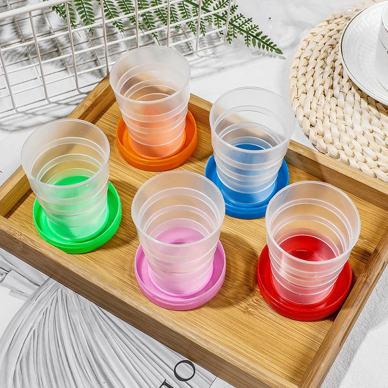 New#1PC Orange Portable Retractable Collapsible Cup Water Tea Cup Outdoor Travel Plastic Folding Cup 