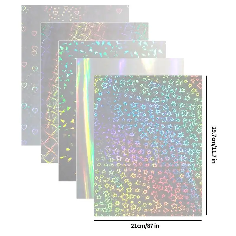 A4 Holographic Lamination Film 5Pcs Self Adhesive Sticker Sheets Waterproof Transparent for Labels and Scrapbook view 5