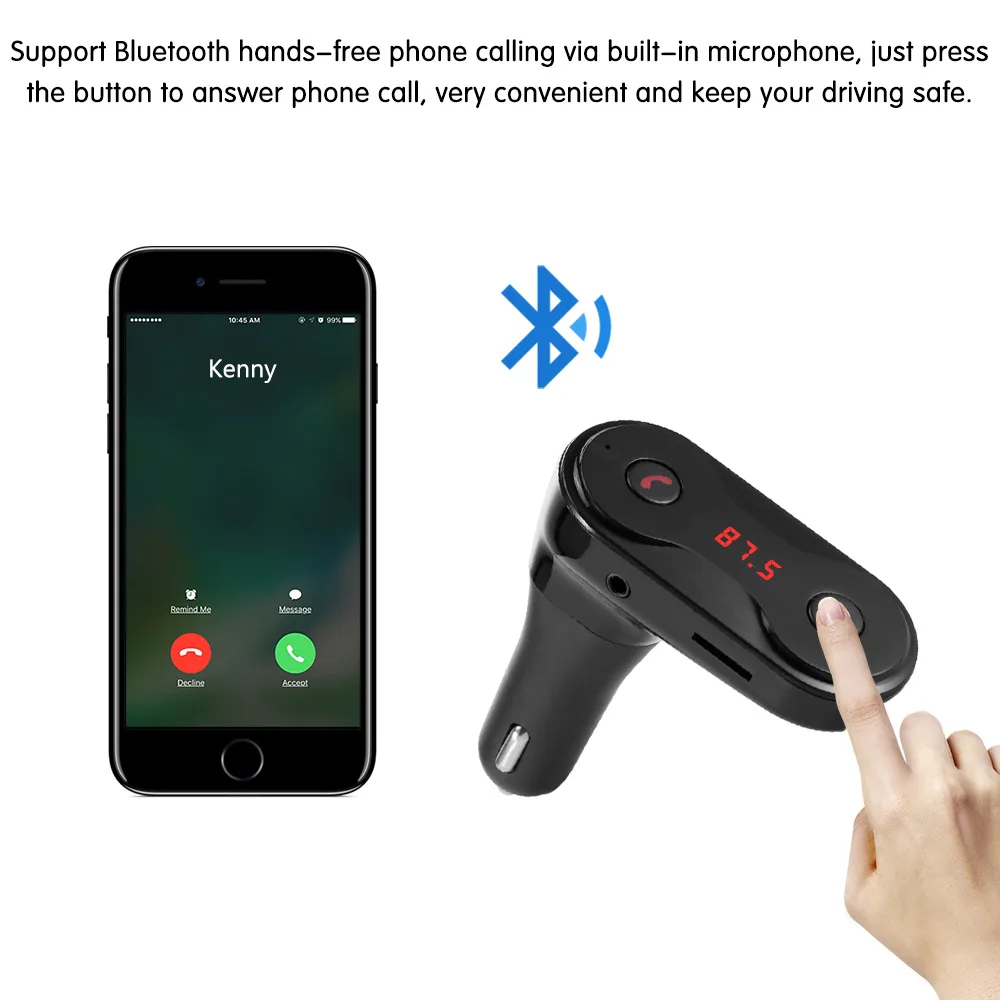 Wireless FM Transmitter Modulator Bluetooth Car Kit Charger AUX Handsfree Music Mini TF U Disk MP3 Player Car Styling Adapter