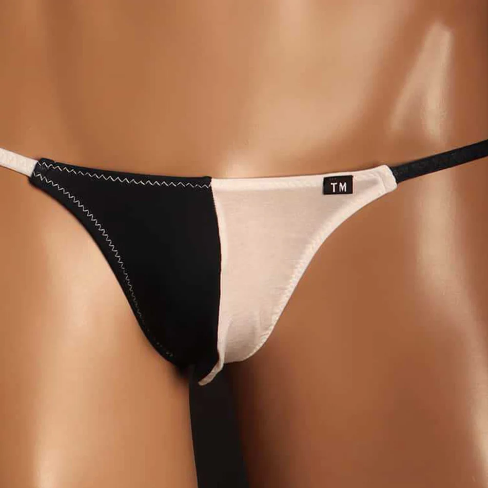 Men Splicing Underwear For Man G-Strings Cotton Sissy Pouch Very Hot Lingerie Solid Briefs Low Rise Thongs Extreme Men's Panties