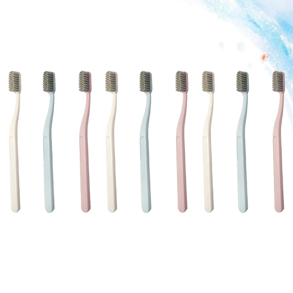 

9Pcs Adult Nylon Toothbrushes Hard Bristles Multicolor Pink Beige Sky Teeth Cleaning Oral Care Nylon Toothbrushes