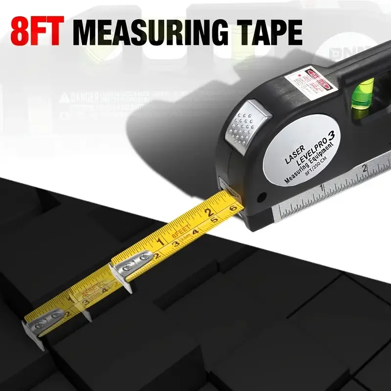 Laser Level Multipurpose Line Laser Leveler Tool Cross Line Lasers With 8FT 2.5M Standard Measure Tape and Metric Rulers