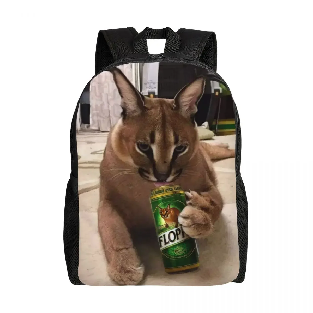 Big Floppa Meme Backpacks for Men Women College School Students Bookbag Fits 15 Inch Laptop Funny Caracal Cat Bags