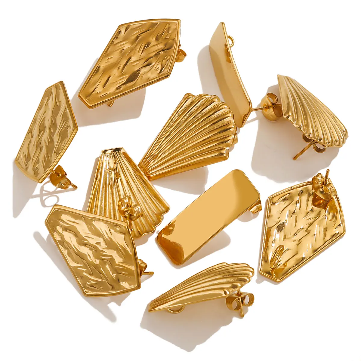 10 Stück Edelstahl-Rhombus-Ohrringe, geometrisch, unregelmäßig, goldfarben, für Damen, 2026, schlichte, individuelle Ohrringe, modischer Schmuck, Geschenk
