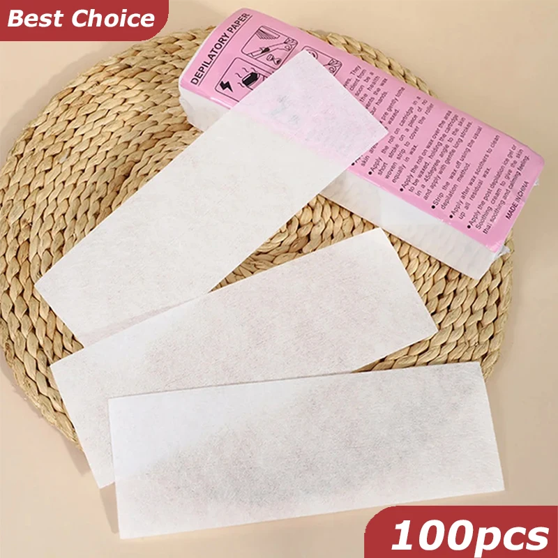 100Pcs Professional Hair Removal Waxing Strips Non-woven Fabric Waxing Papers Depilatory Beauty Tool for Intimate Area And Face