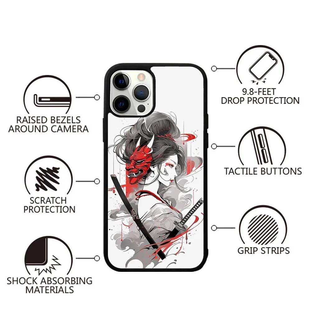 Samurai Warrior Geisha  Phone Case Strong Magnetic For IPhone 16,15,14,13,Pro,Max,Plus,11,12,Mini For Magsafe Wireless Charging