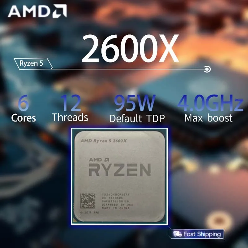 

AMD Ryzen 5 2600X CPU R5 2600X 3.6GHz--4.0GHz 6-Cores 12-Threads CPU Processor Socket AM4