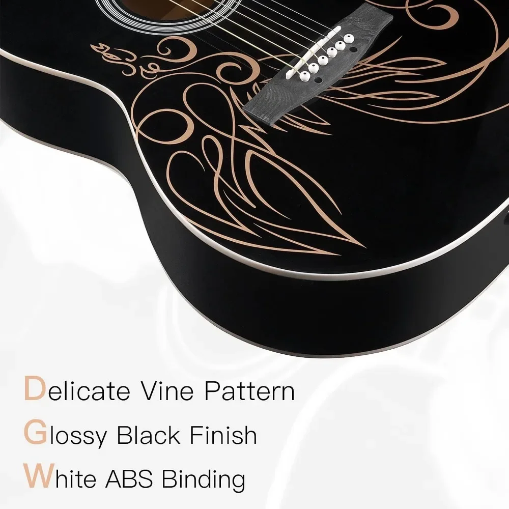 39 Inches Concert Acoustic Acustica Guitar With Full Kit Delicate Vine Professional Stringed Instruments Musical Sports