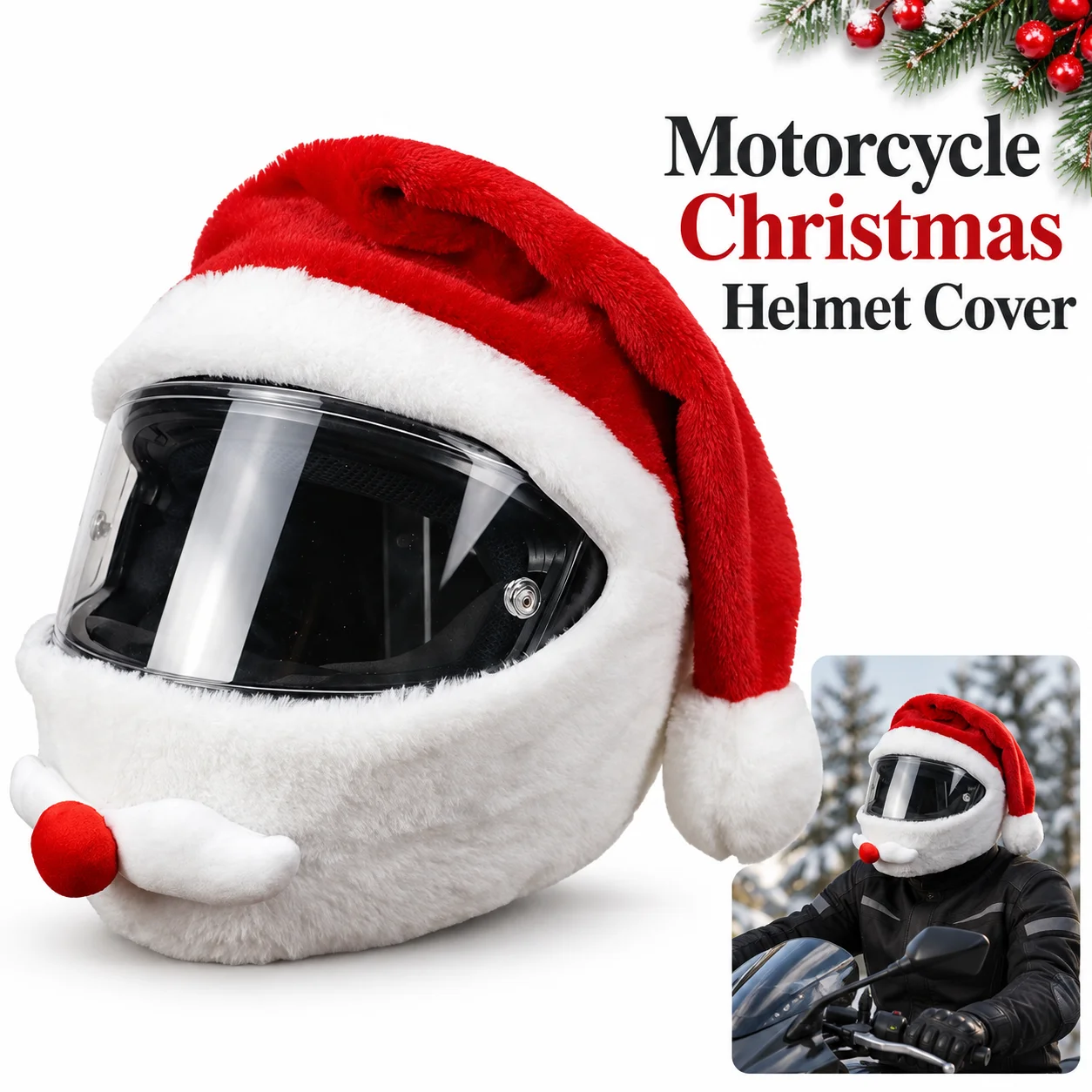 Universal Cartoon Elk Motorcycle Full Helmet Cover Christmas Plush Animal Splicing Head Cover Cosplay Accessories