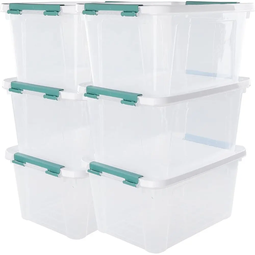 

20 Quart Clear Plastic Storage Boxes, 6-Pack, Ideal for Organizing