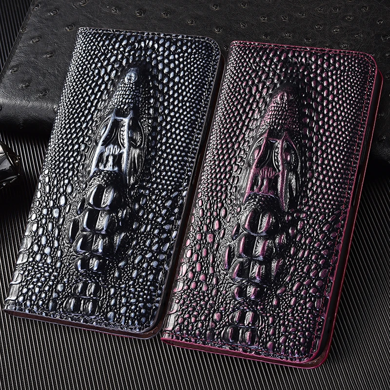 الرجعية التمساح رئيس جلد طبيعي الوجه الحال بالنسبة Redmi توربو 3 4 برو 8 8A 9 9A 9C 10 10C 12 12C 13C 14C 15 15C غطاء حالات