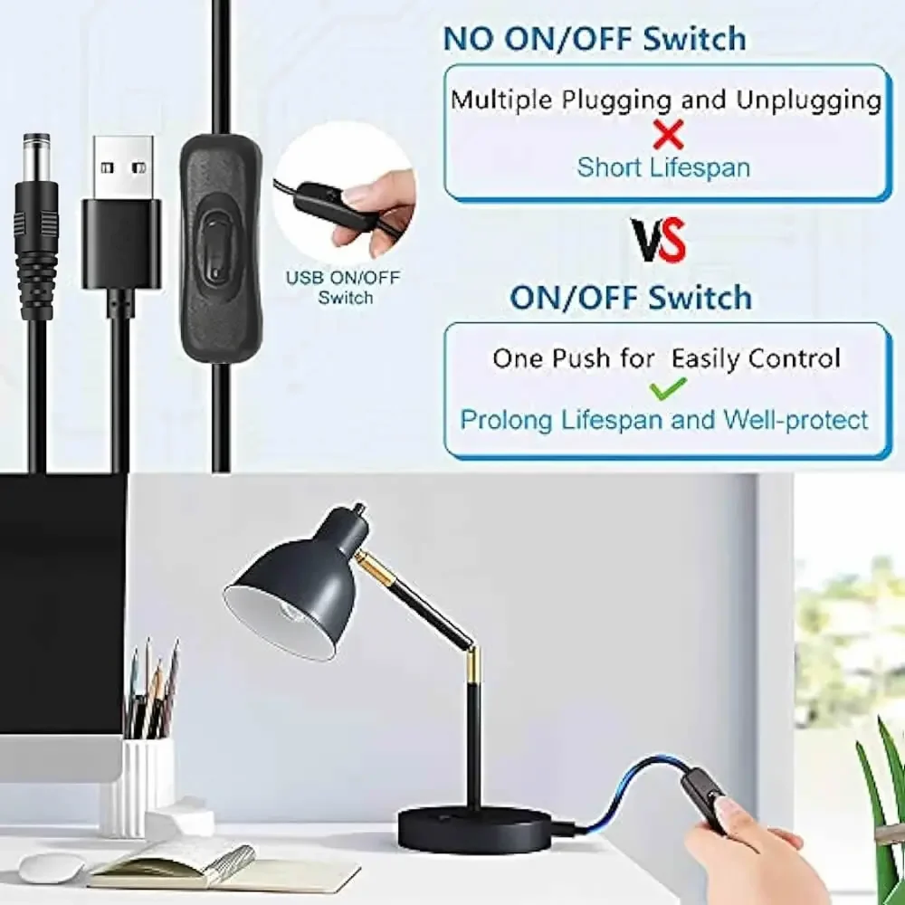 Type C Switch Cable with USB to DC Power Switch